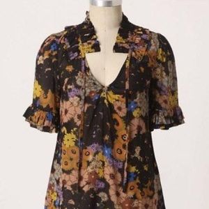 Anthropologie Odille ruffle floral top